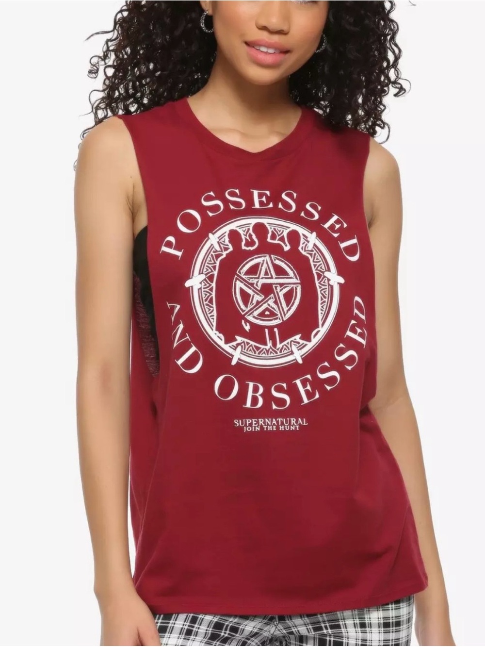 'Supernatural’Possessed and Obsessed' Sleeveless Graphic Tank - Burgundy